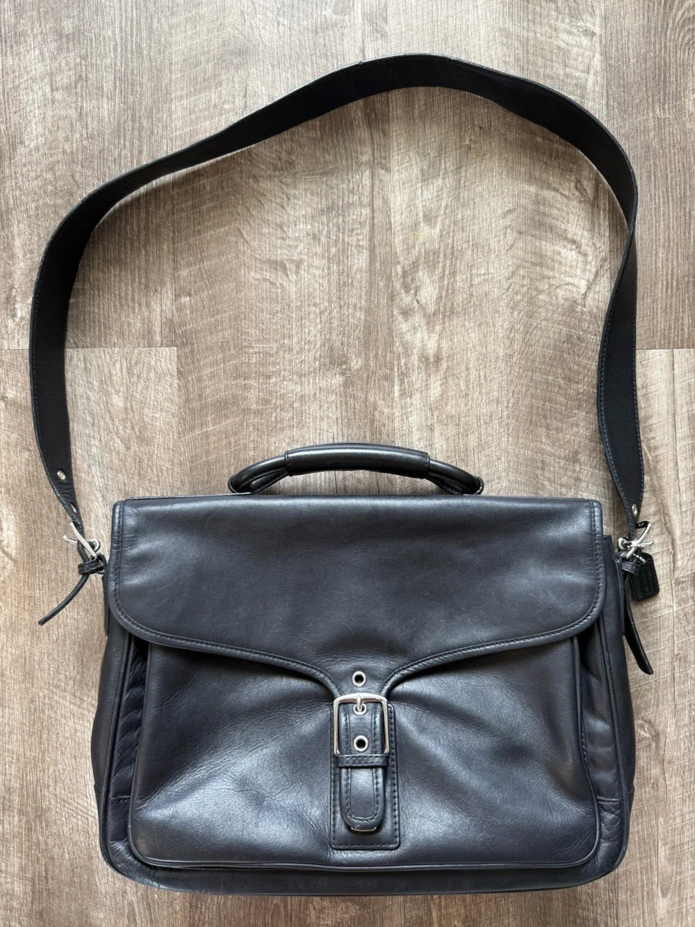 Vintage Coach Logan Black Leather Large Briefcase Portfolio Laptop Bag 5238